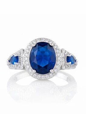 Blue Sapphire Gemstone ring, size 7, 925 Sterling Silver Charmed Aroma